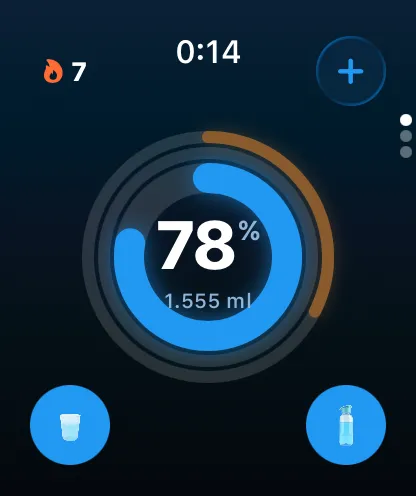 Aguita en Apple Watch: anillo al 78 % en la muñeca