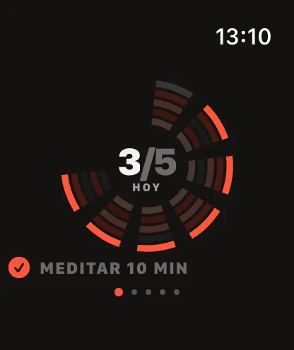 Gyre en el Apple Watch: el disco a pantalla completa y «Meditar 10 min» marcado